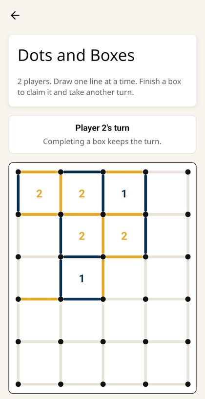 Dots and Boxes game screen